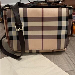 Plaid Crossbody Bag - Brown and Black